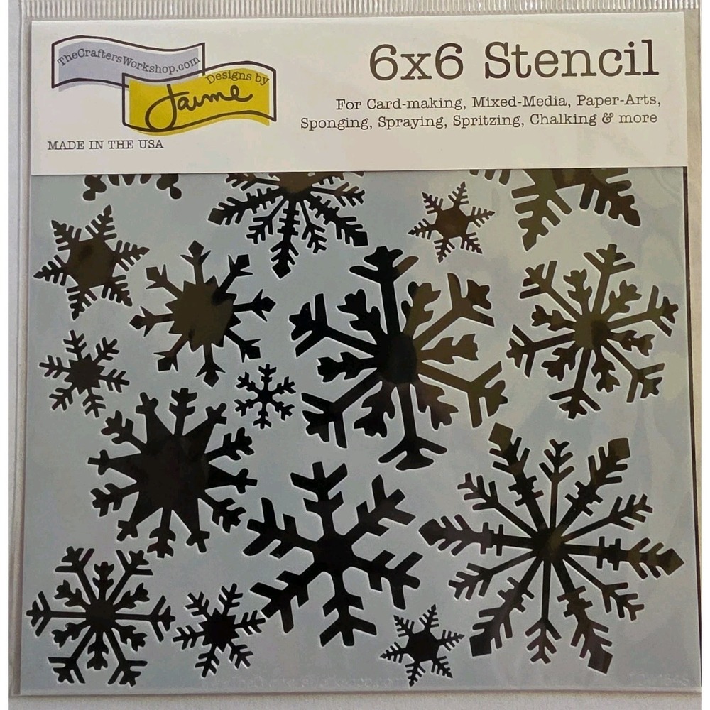 The Crafters Workshop Mini Flurries 6"x 6" Stencil Snowflakes Winter Christmas